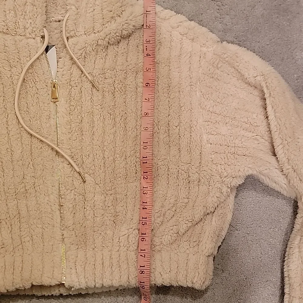 NWT Love Poem Cozy Cropped Cream Teddy Jacket for Women Sz L